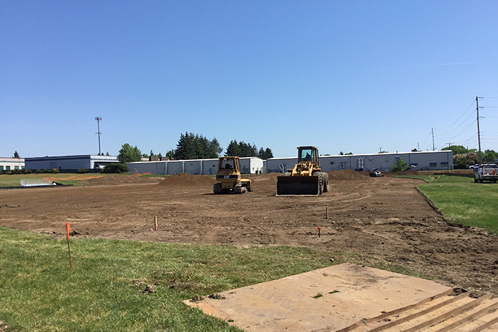 Turf field work at Fort Vancouver High School
