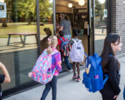 Kids going into school.